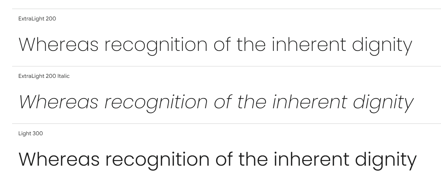 Examples of Google Fonts