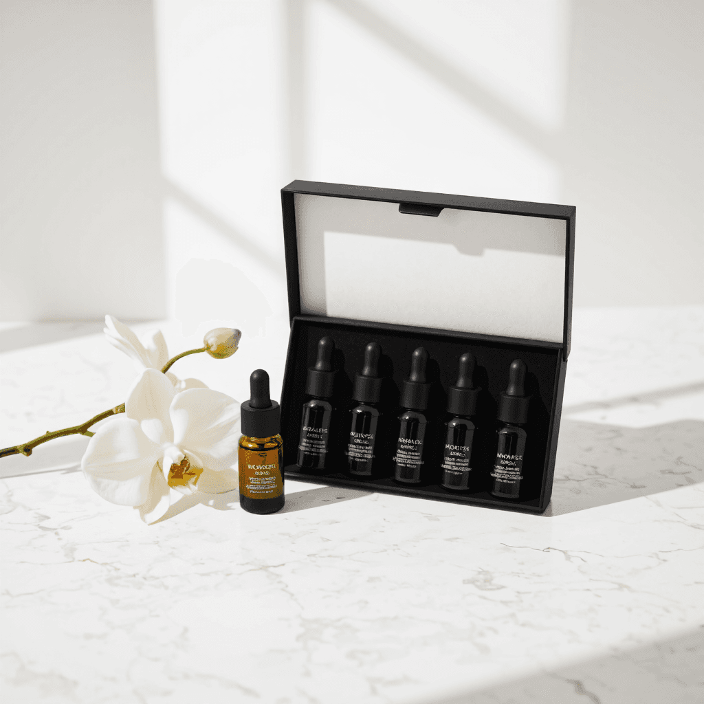 product photography of set of ampoule boosters