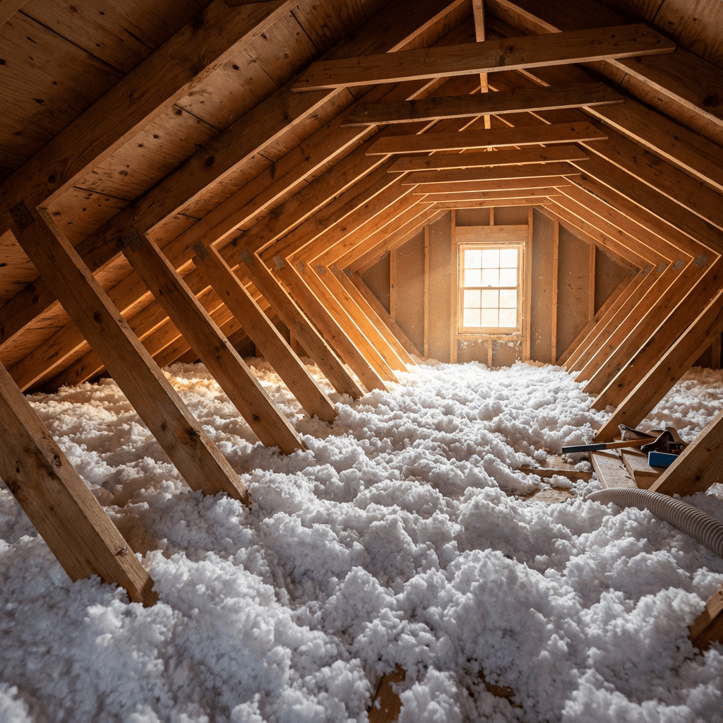 Woman in a beige turtleneck by an old computer and TV, retro 80s office portrait.