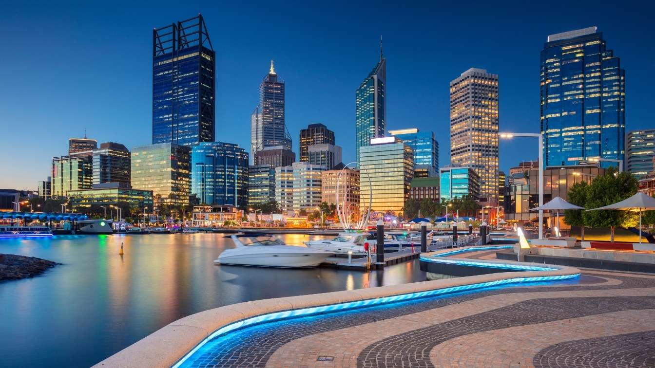 Perth city skyline at Elizabeth Quay