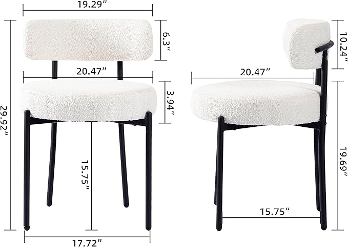 The black and white dining chair blends modern aesthetics with practical design for any setting.