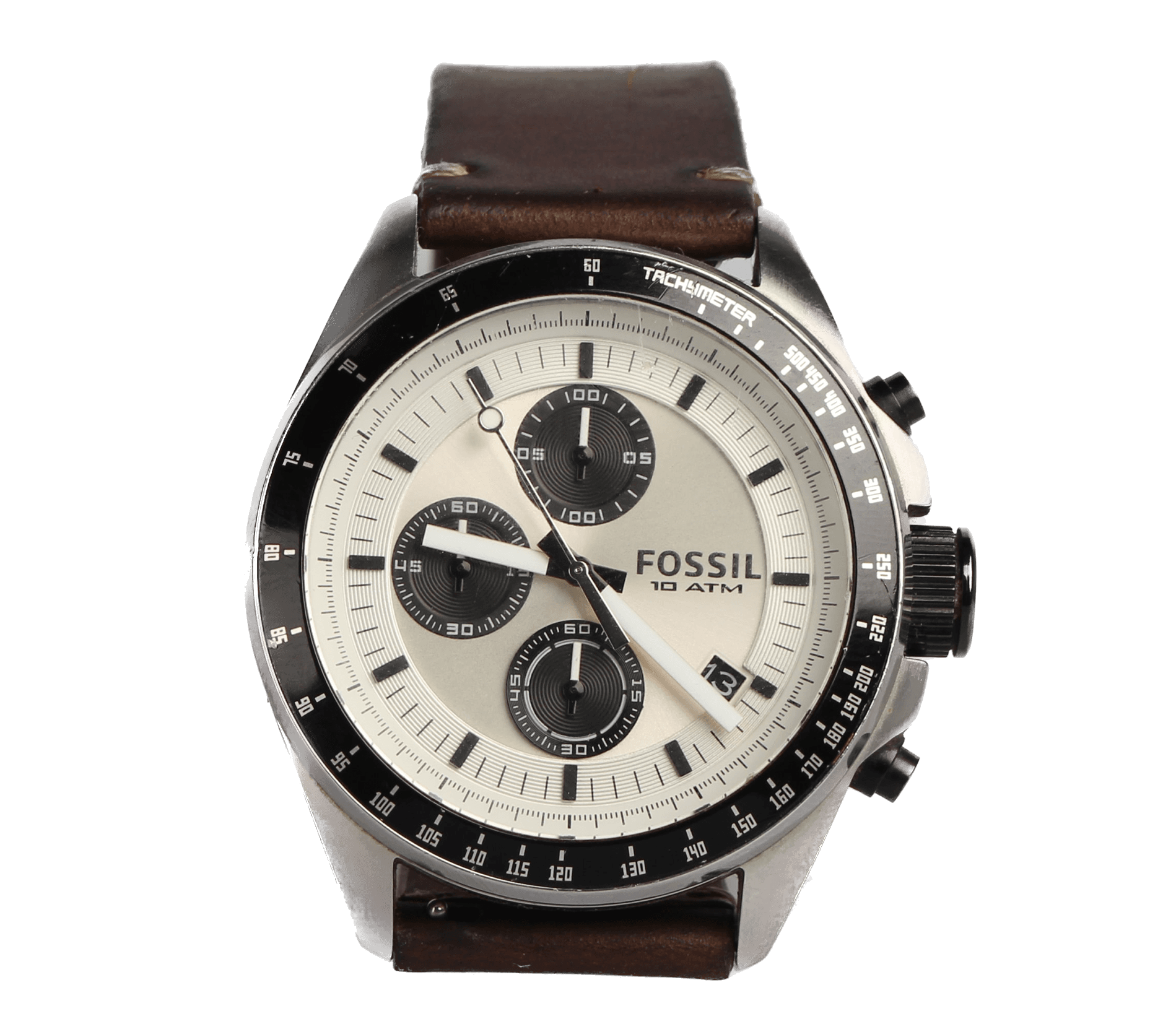 classic watch with a brown leather band