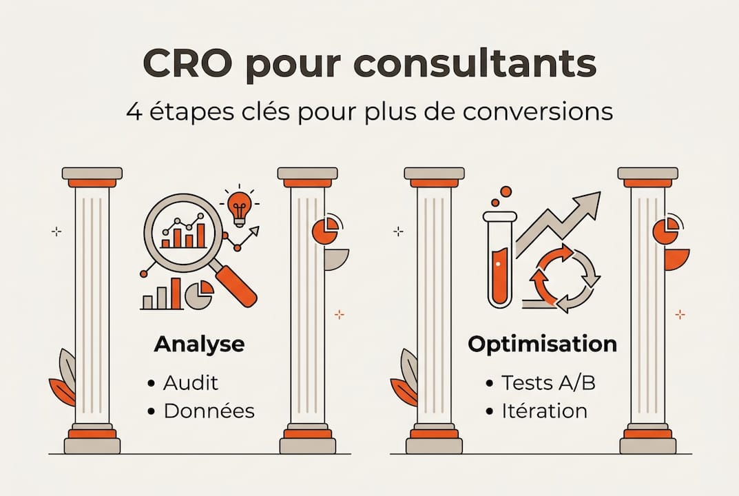Découvrez en un clin d'œil les grandes étapes du processus d’optimisation du taux de conversion grâce à notre infographie.