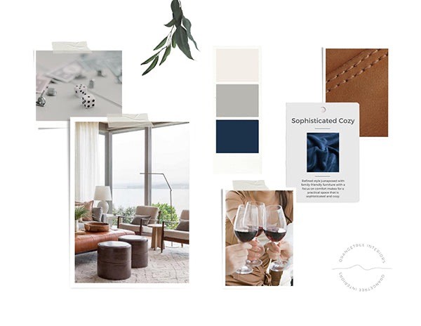 transitional living room mood board