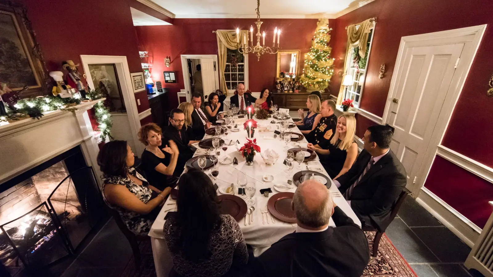 Bowl of tortellini pasta on a decorated table setting