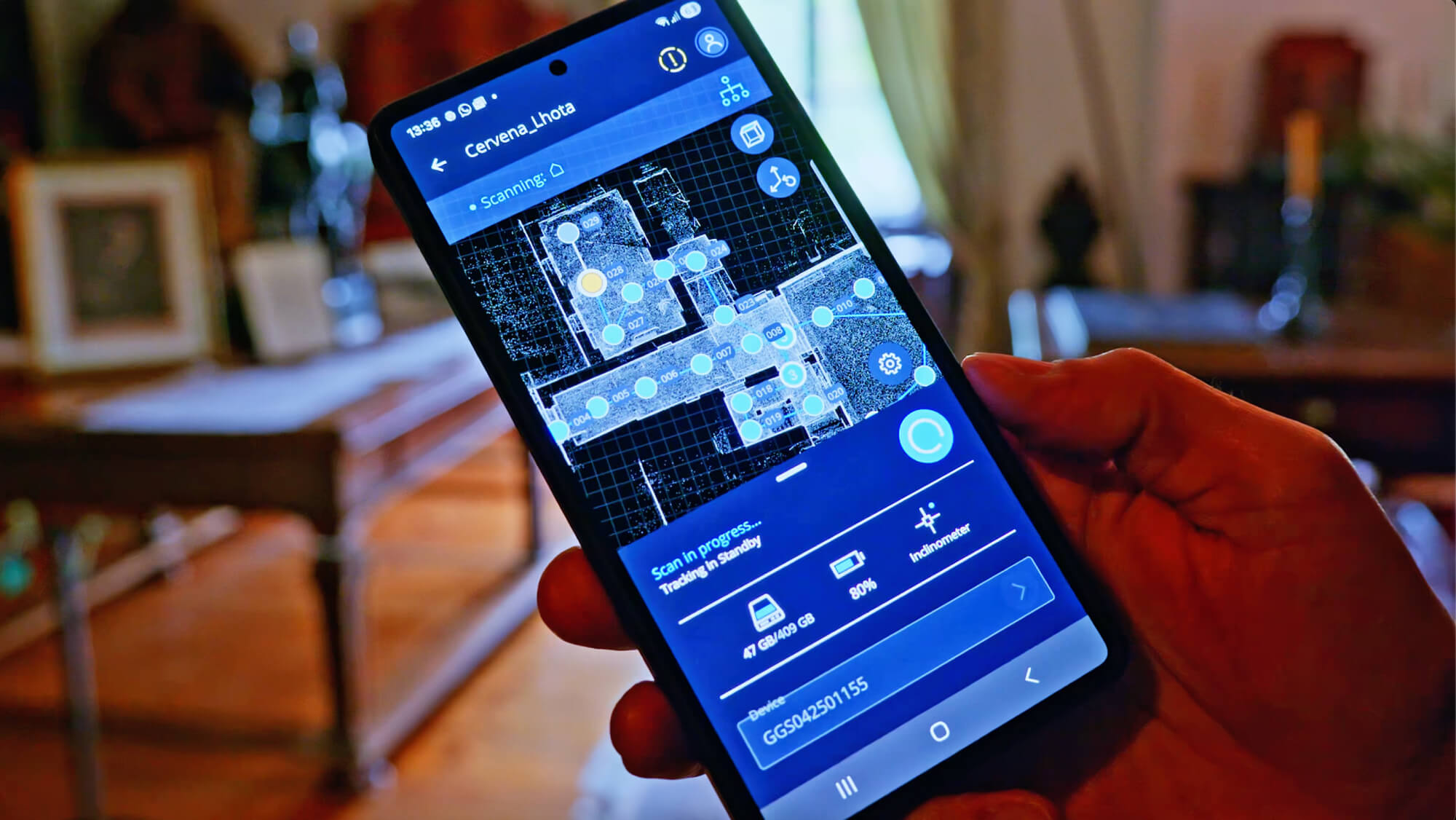 Using FARO Stream app while scanning a chateau