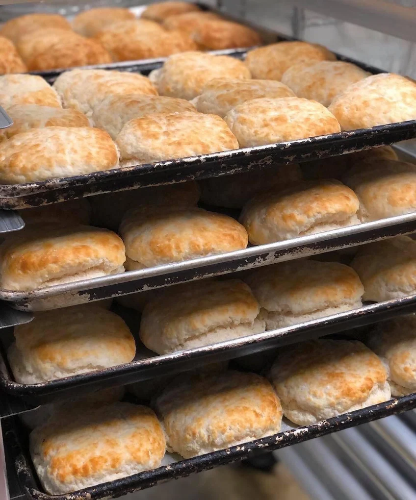 Close-up biscuit breakfast sandwich
