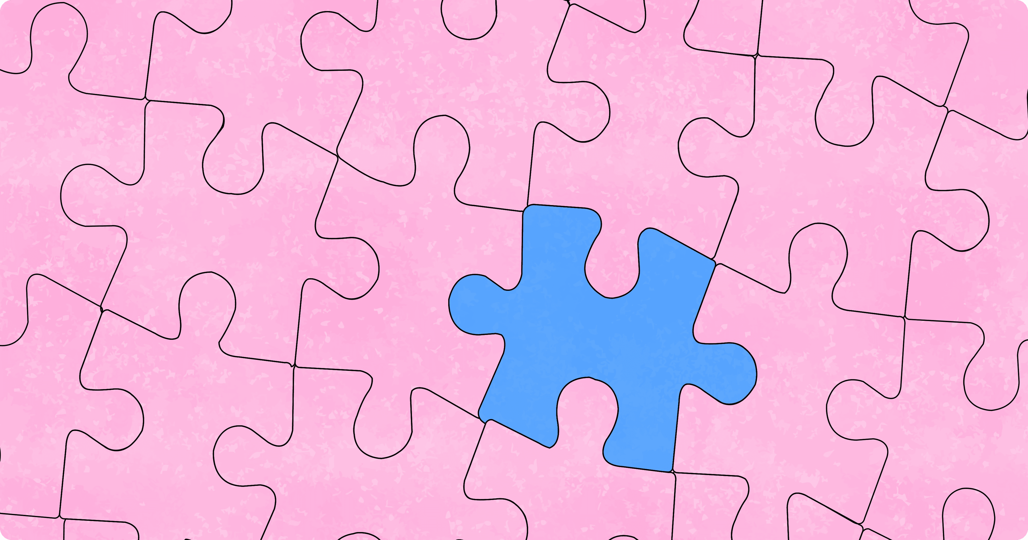 Blue puzzle piece in pink puzzle