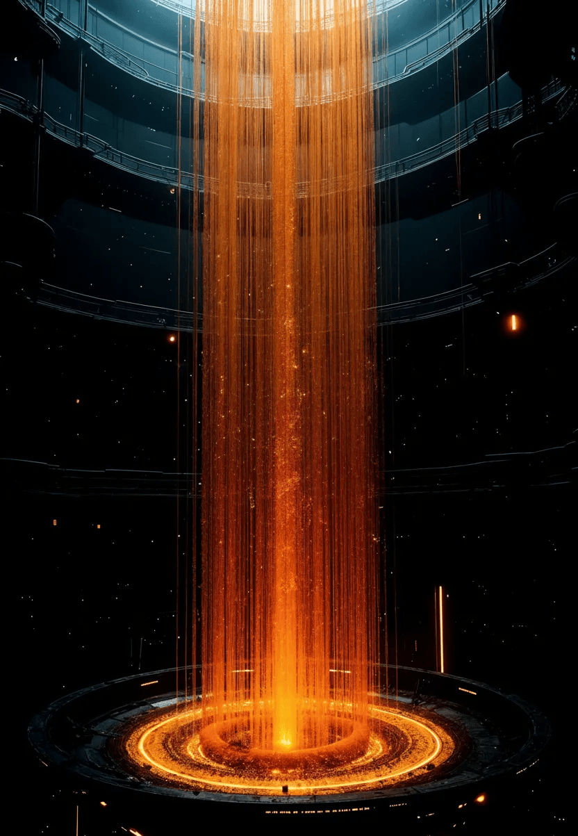 An "AI Performance Marketing FAQs: Your Data-Driven Questions, Answered" section of a webpage, featuring a list of frequently asked questions related to AI-powered performance marketing, each with an expandable icon, set against a dark background with orange glowing digital elements.