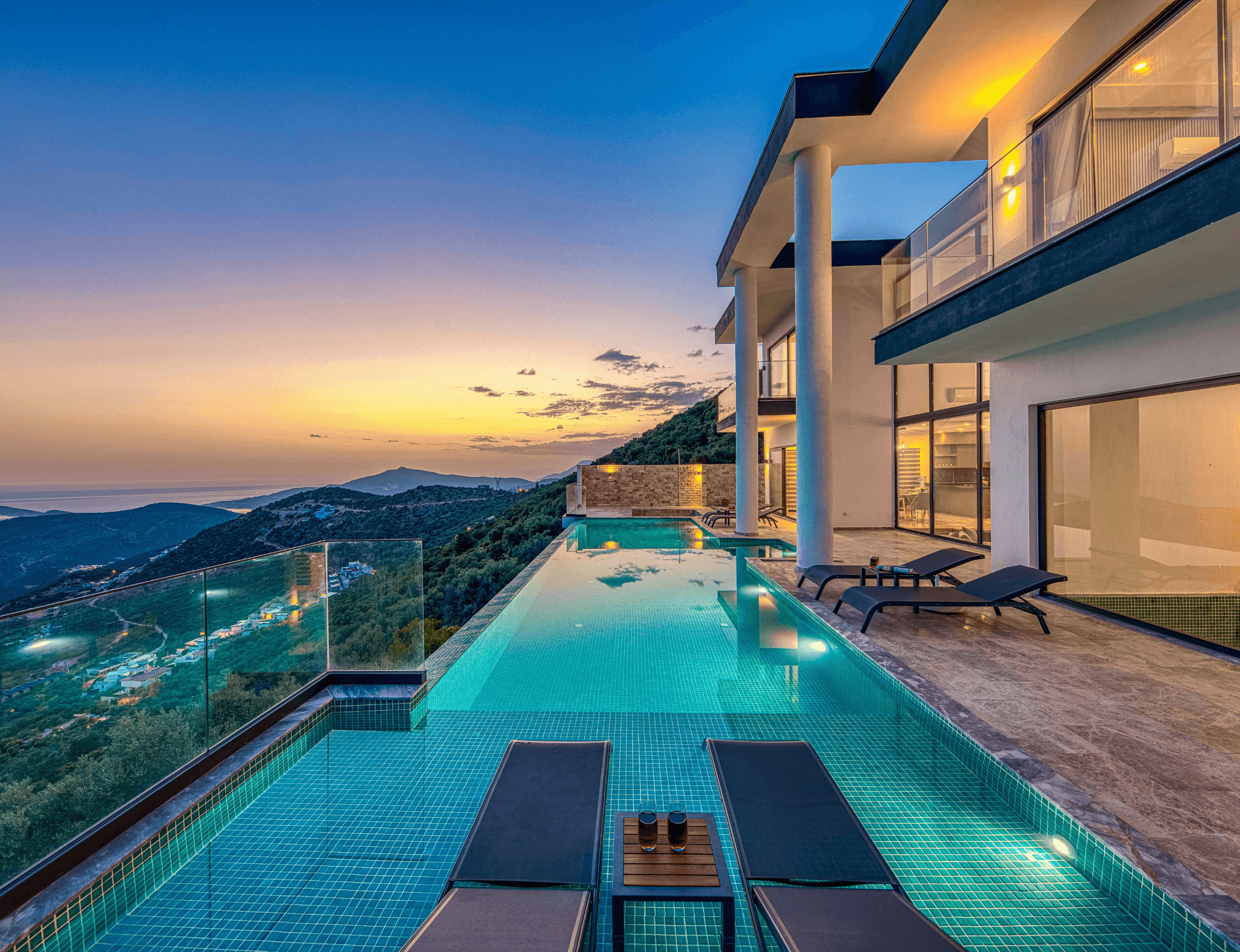 3SQUARED, luxury pool villa at sunset