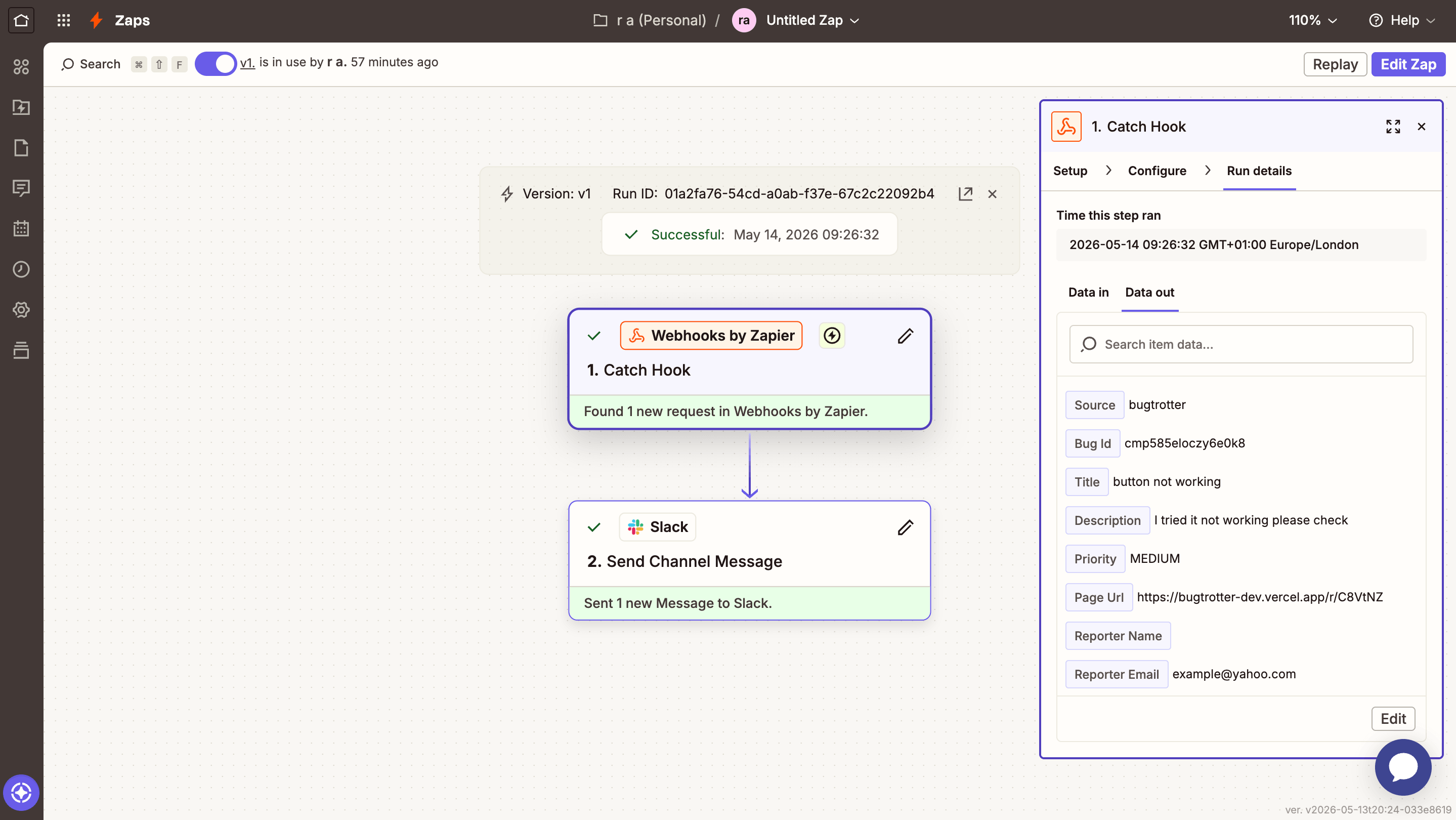 Screenshot of Linear channel showing bugtrotter bug report 