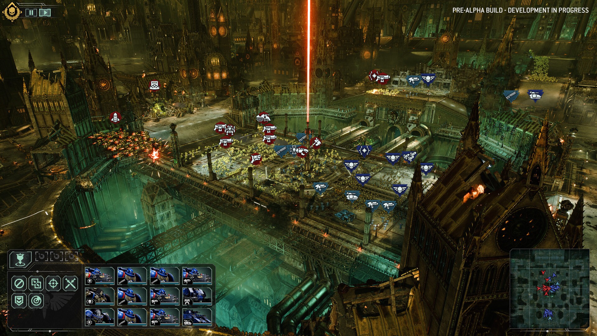 Vertical layering used to define multiple combat zones, with lighting and composition guiding player focus across elevation without losing clarity.