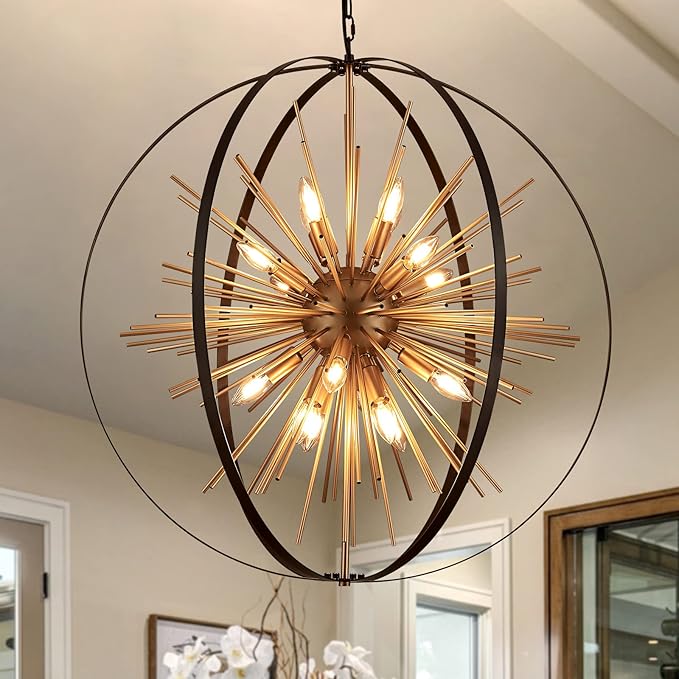 Black and gold chandelier – A beautifully designed piece, perfect for adding elegance to any space.