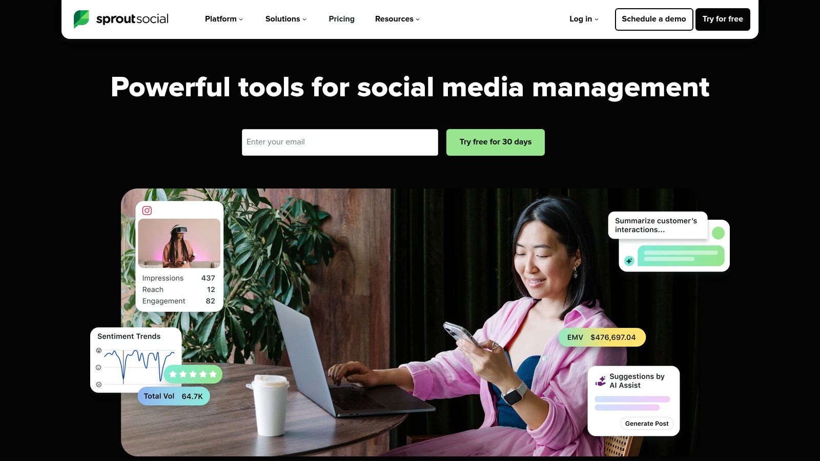 Sprout Social (Listening + Smart Inbox/Reviews sentiment)