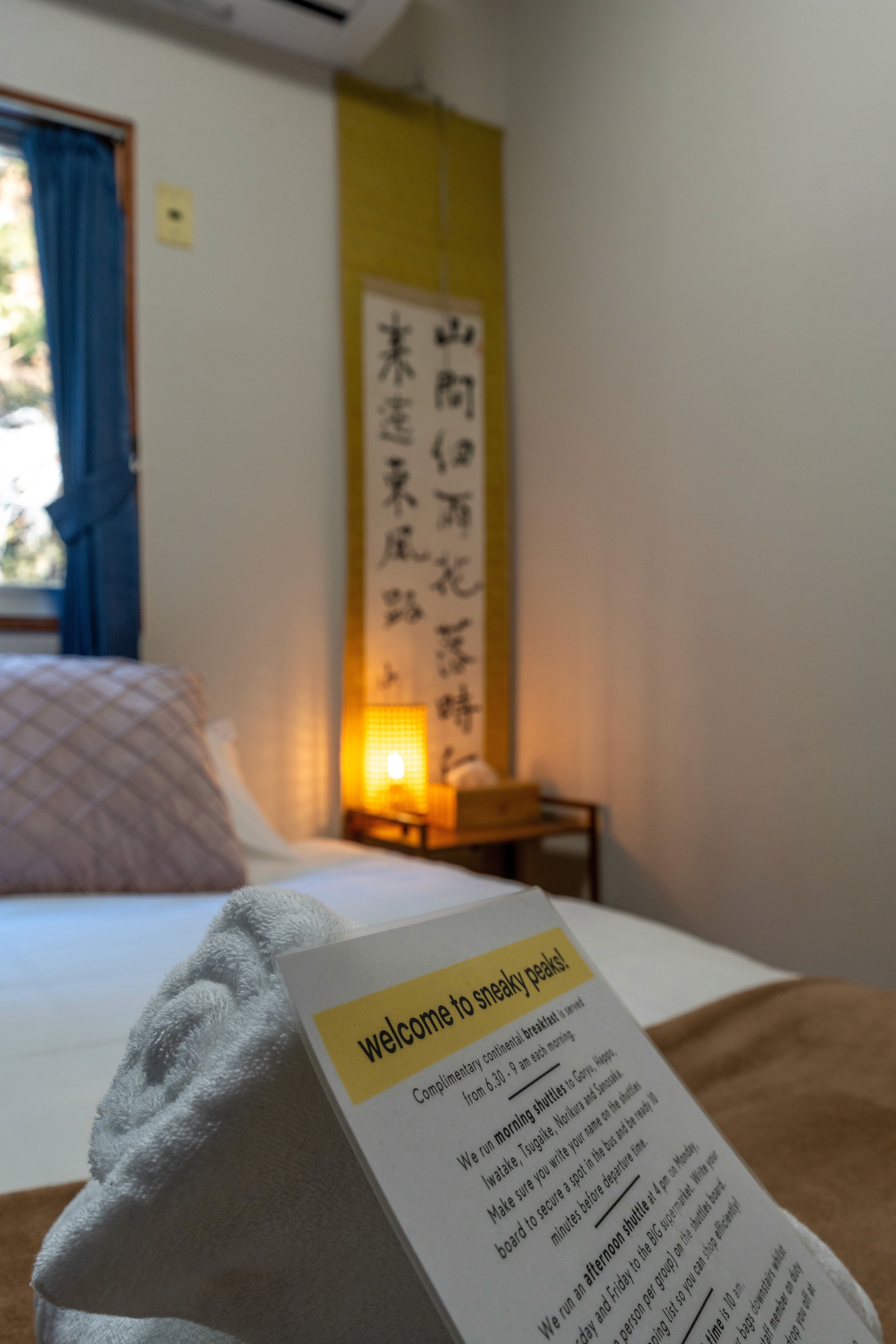 Economy Queen room interior at Sneaky Peaks, Hakuba