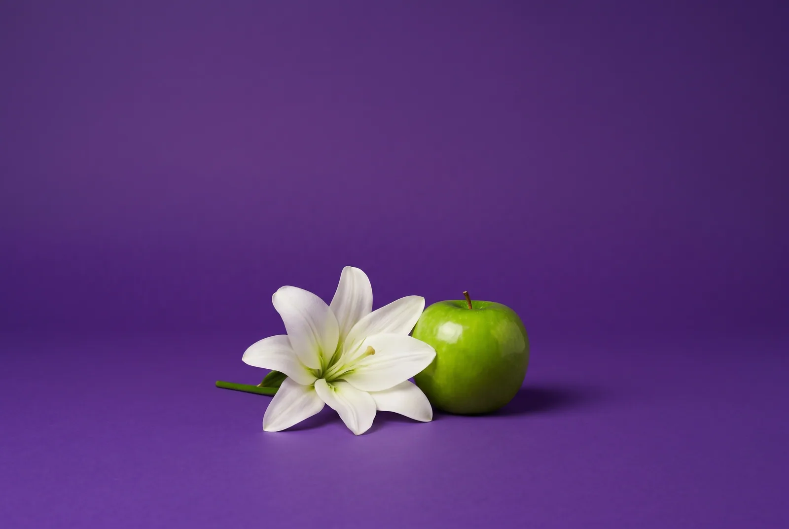 Ripe peach under a closed silver cloche with a small brass padlock on the handle, on a deep purple backdrop, illustrating a Christian porn blocker setup