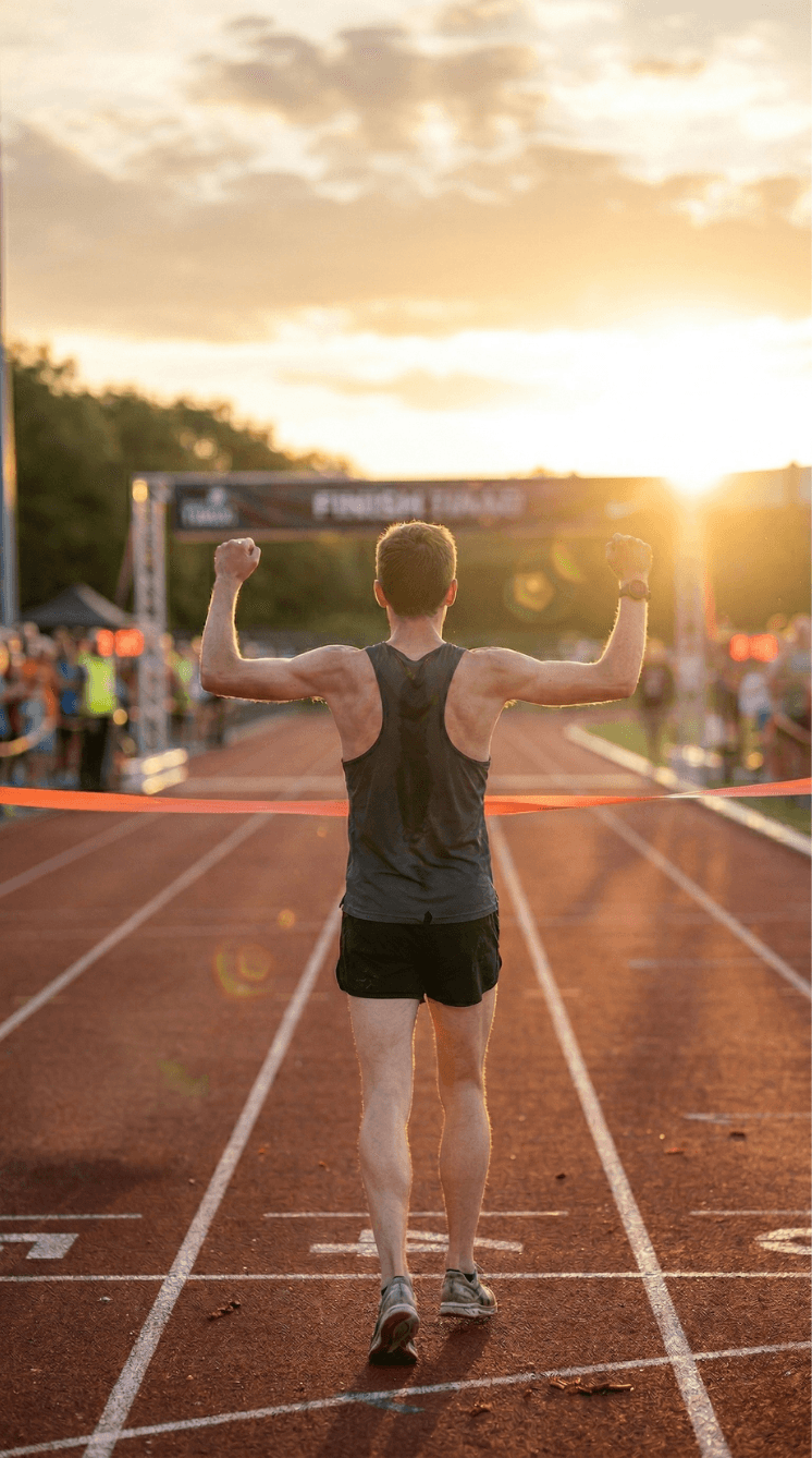 Athlete winning a race