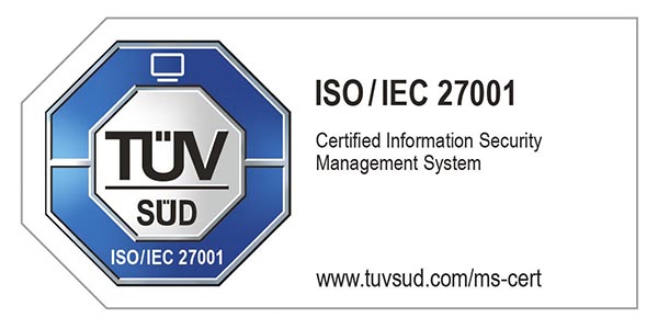 TÜV SÜD ISO/IEC 27001 badge