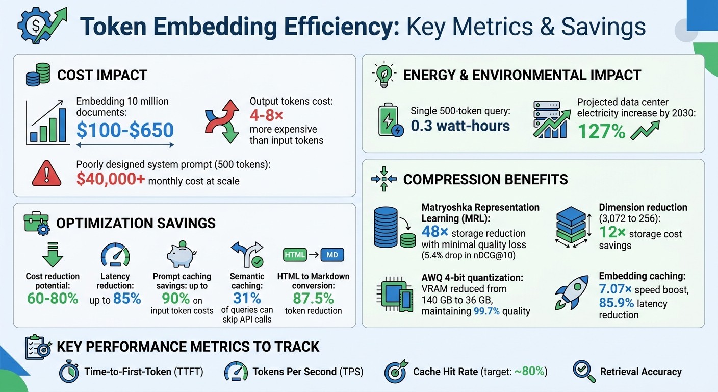 Token Embedding Efficiency: Cost Savings and Performance Metrics