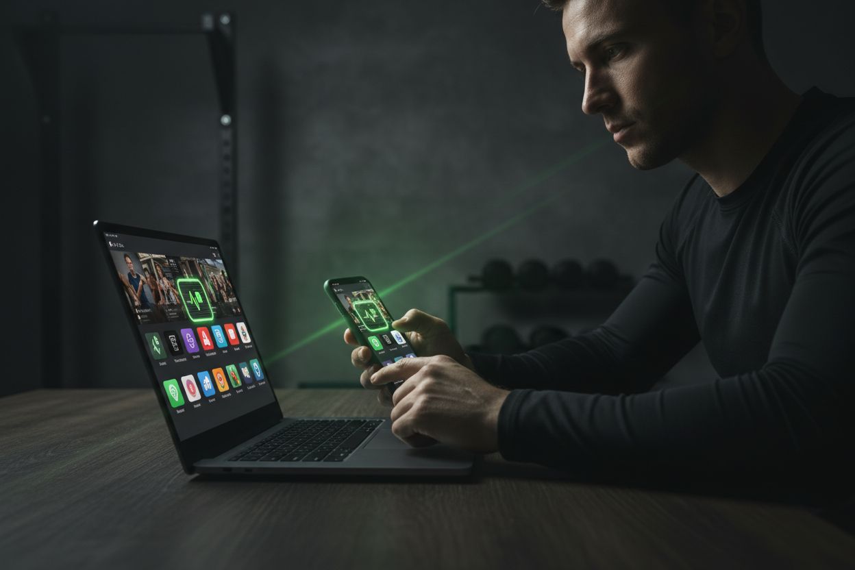 Person choosing a workout app