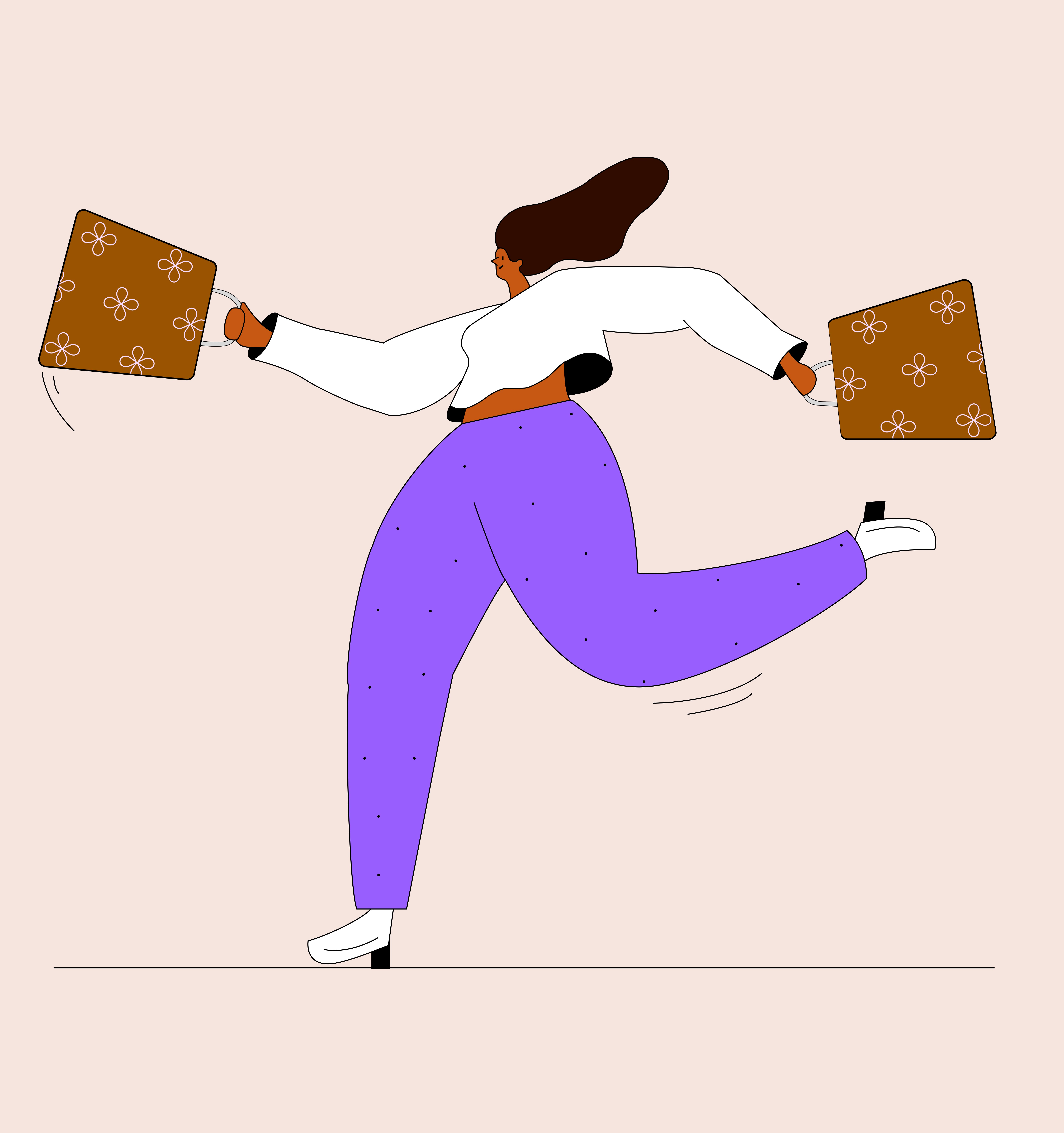 Lady running with a bag