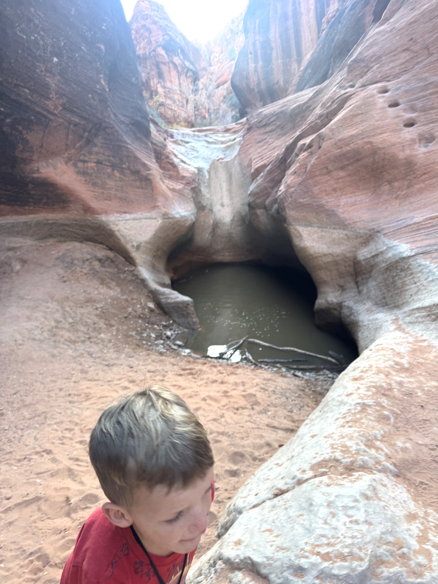 A quiet pool in a slot canyon near St. George