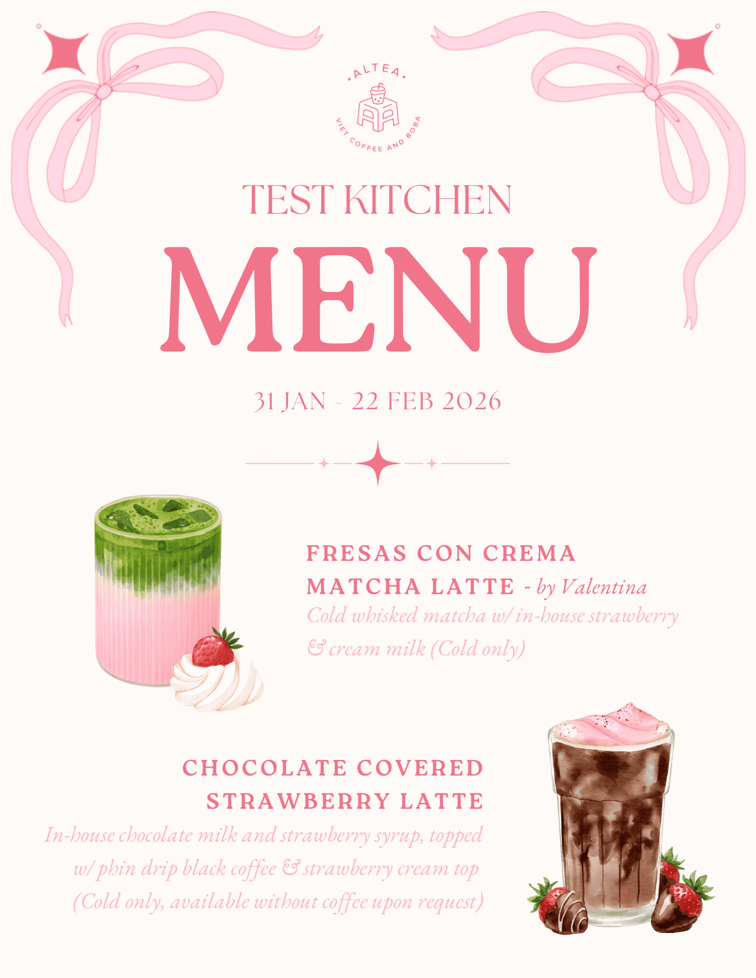 ALTEA Test Kitchen Menu