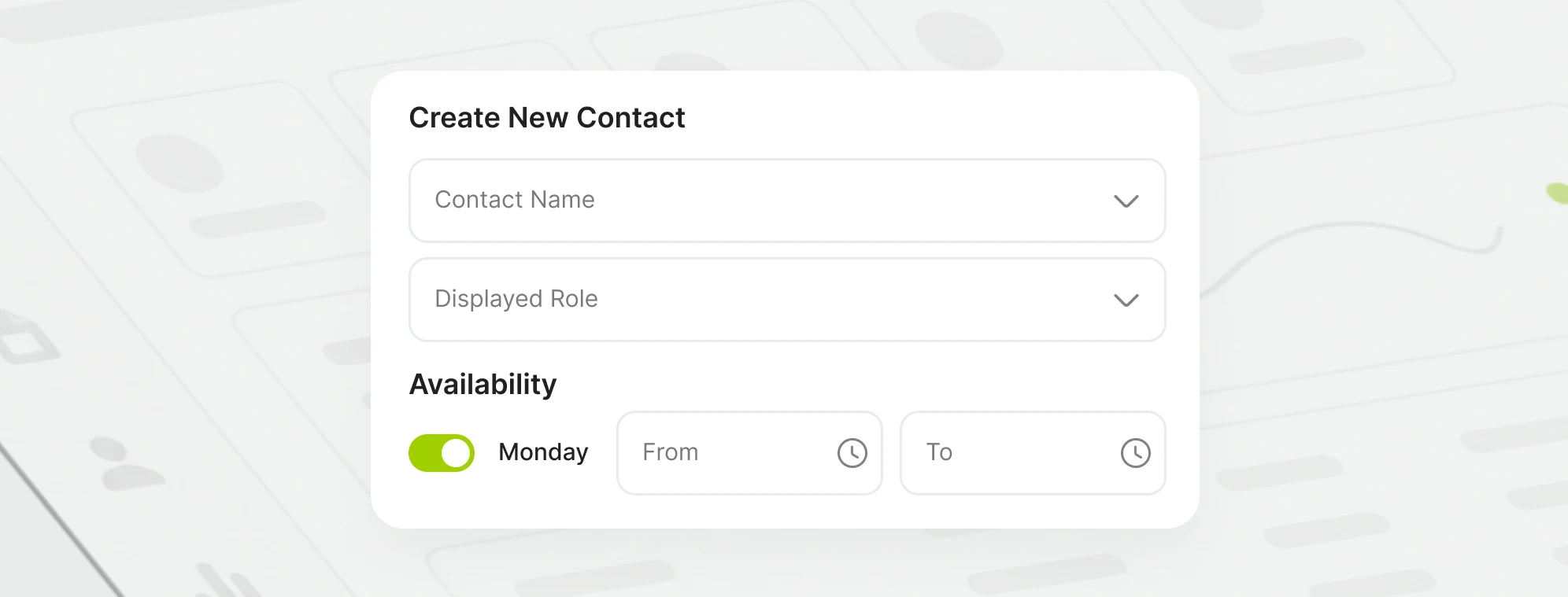 Contact setup form for guest calling departments.