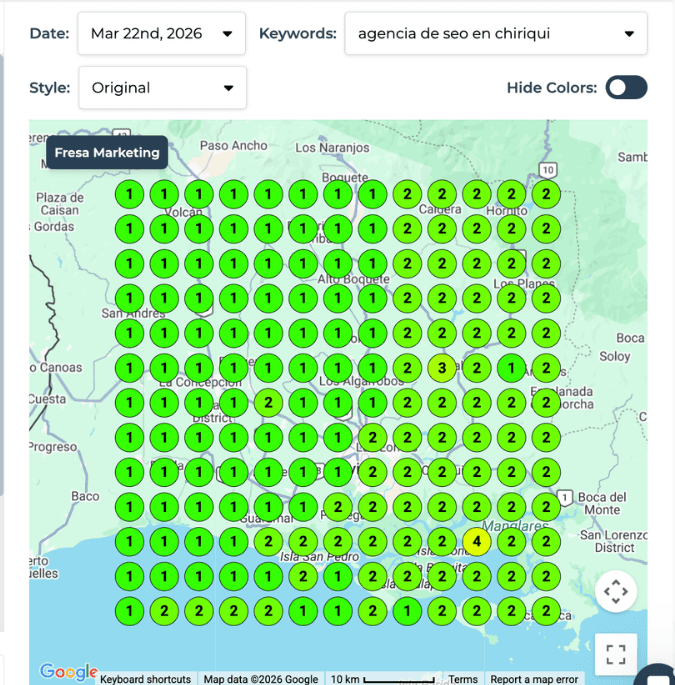 Posicionamiento SEO Local para Fresa Marketing por Zona cuando buscan "agencia de seo en chiriqui"