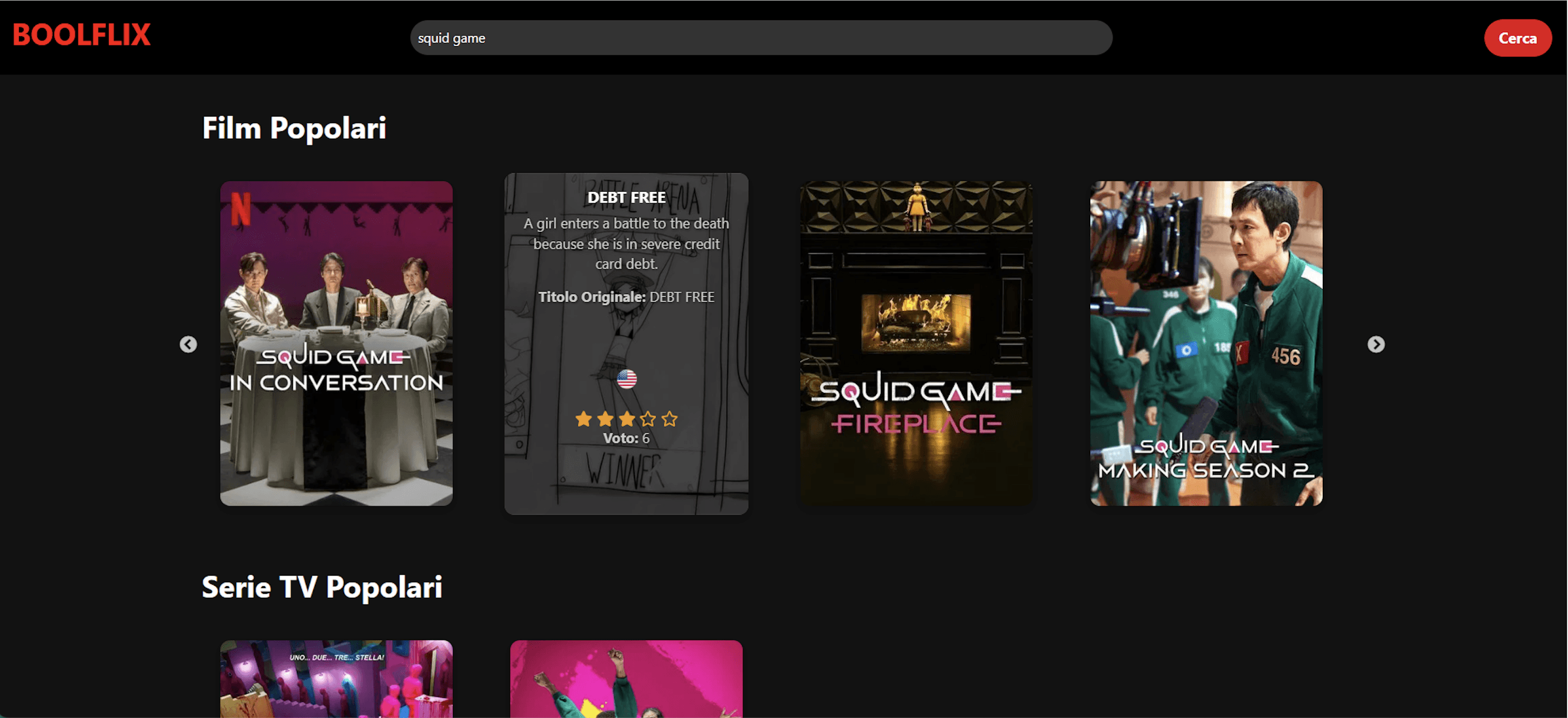A screenshot showing the hover effect on a movie card