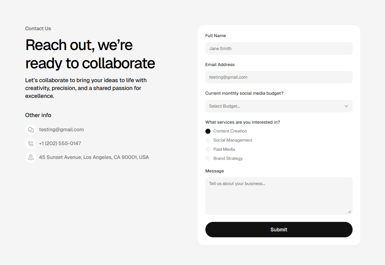 Framer Contact Component