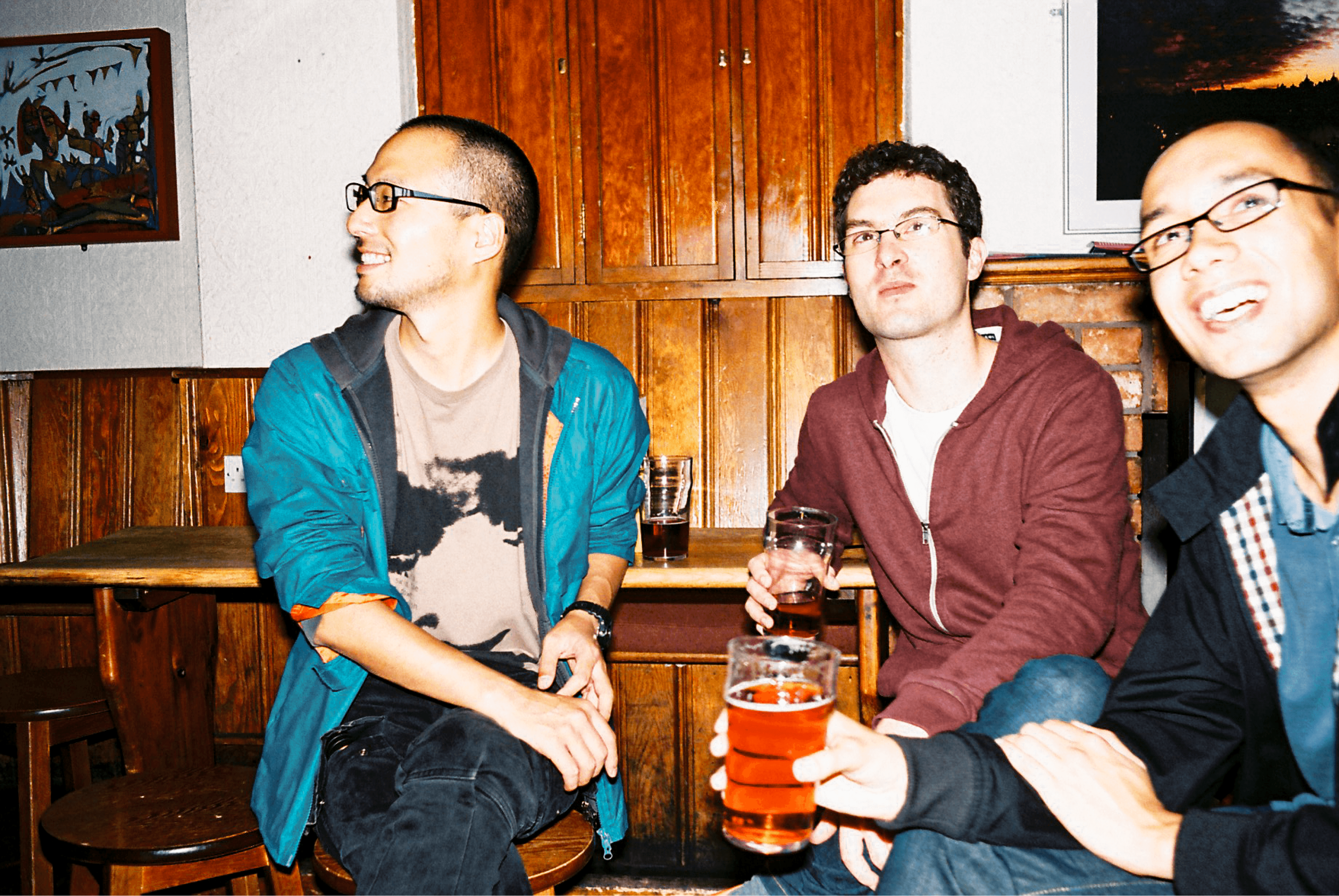 Yusaku Pev and Asusu sat at The Bell pub Bristol during a Boundary Object event