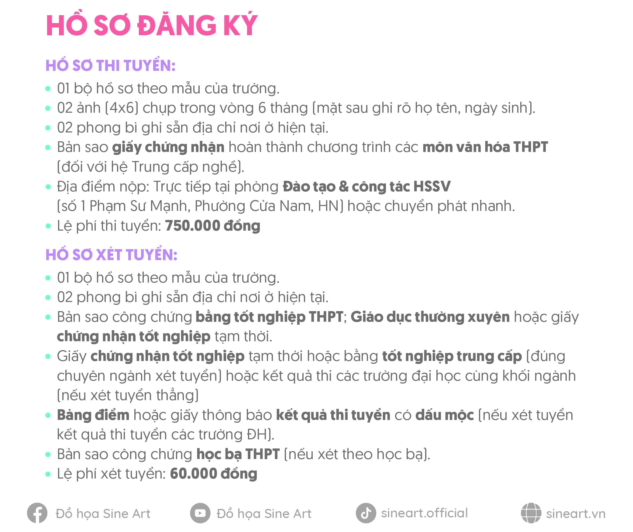 Tóm tắt thông tin tuyển sinh Trường Cao Đẳng Nghệ Thuật Hà Nội 2026