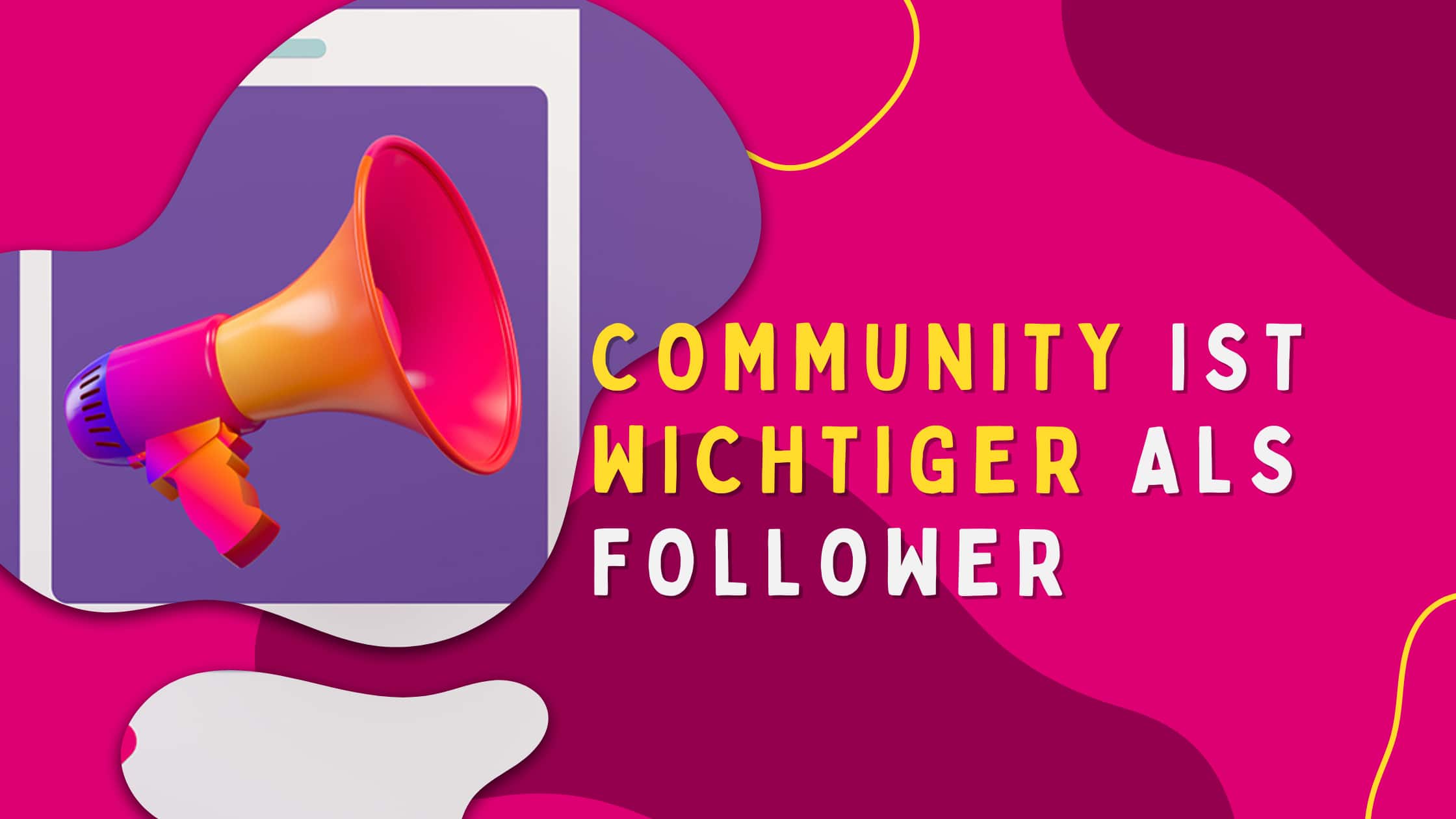 Illustration eines Megafons als Symbol für Community Aufbau im Social Media Marketing 2026. Visualisierung dafür, warum Community wichtiger ist als Follower und wie echte Interaktion Reichweite und Vertrauen stärkt.