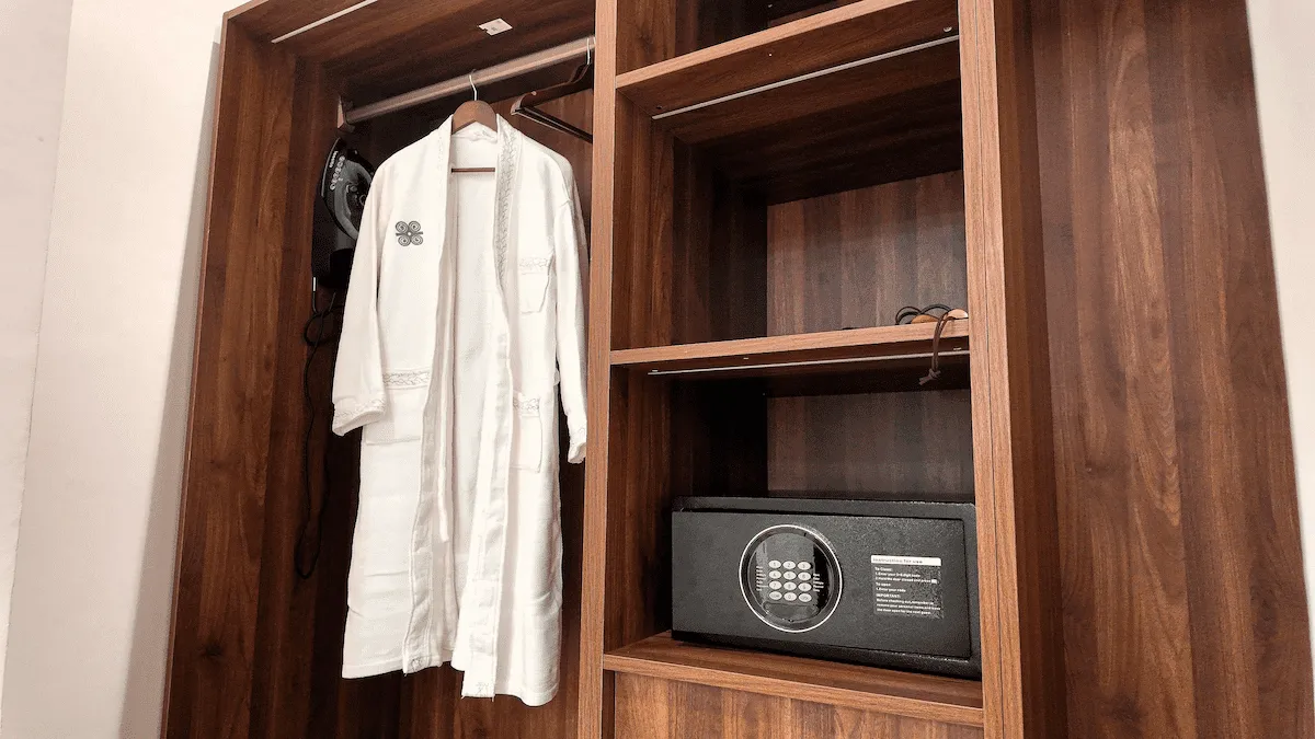 wardrobe with robe and safe