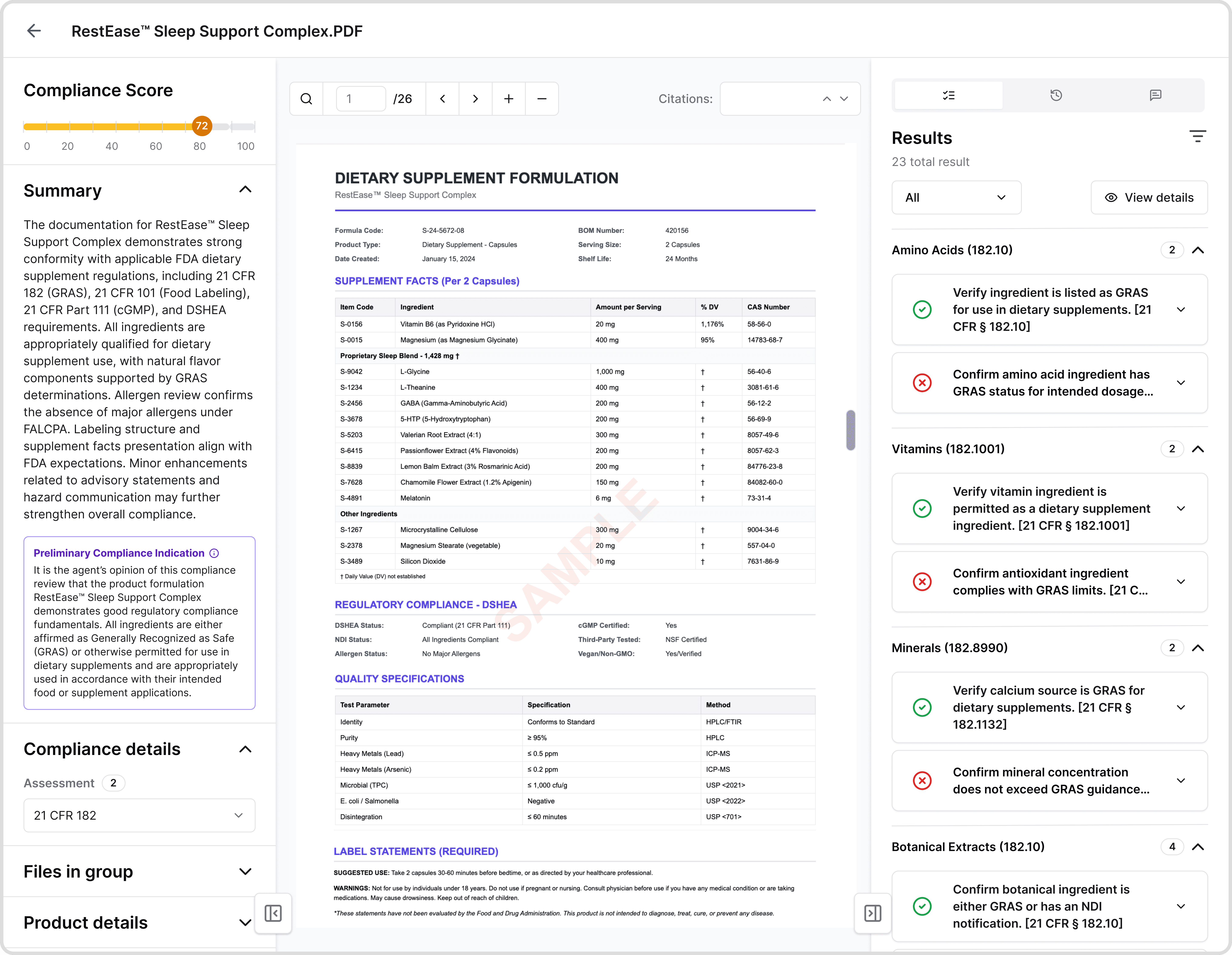 Food and beverage manufacturing compliance software    