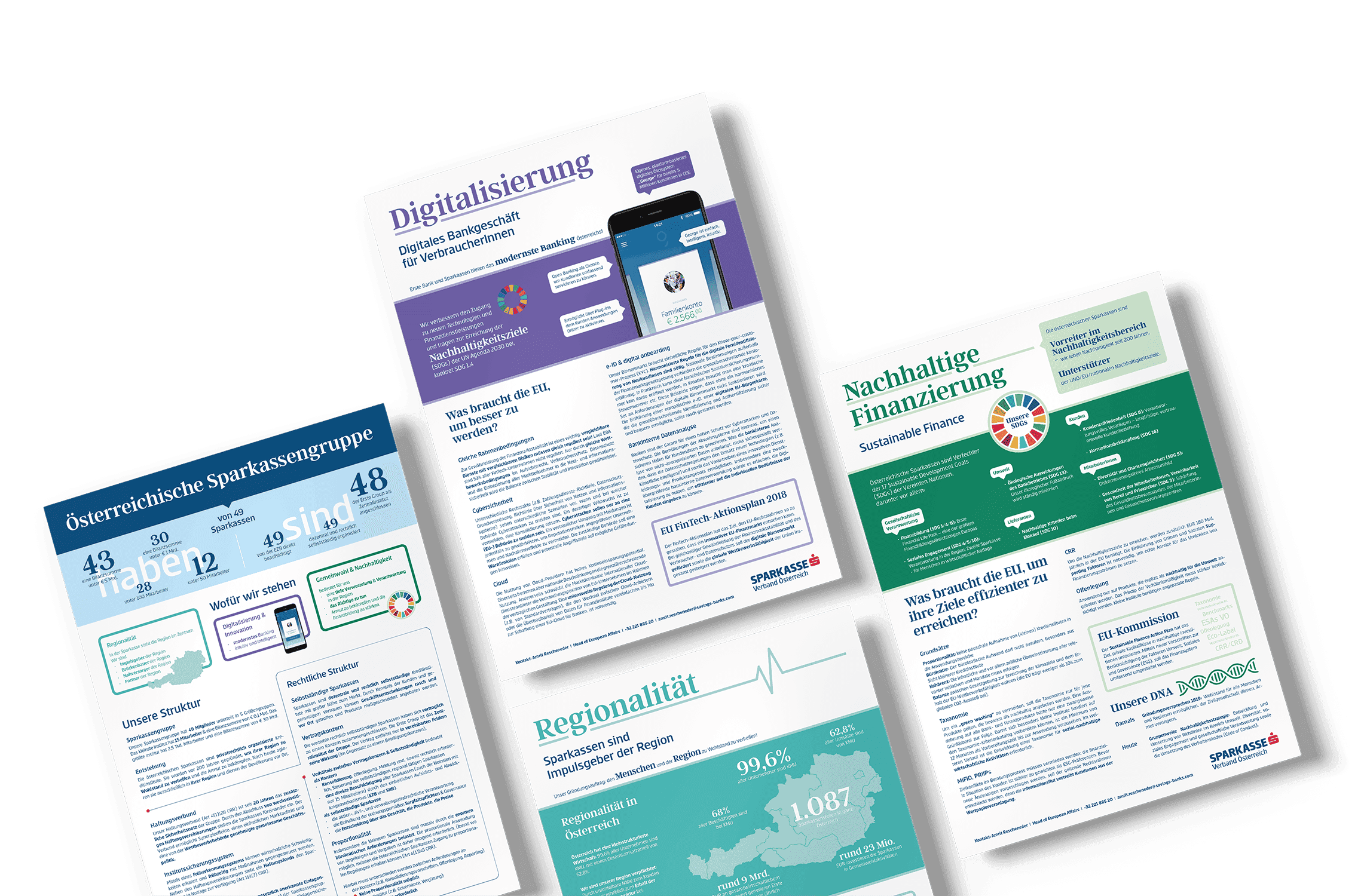 Editorial Design von OnePagern mit strukturierter Typografie, Diagrammen und klarer Hierarchisierung komplexer Inhalte