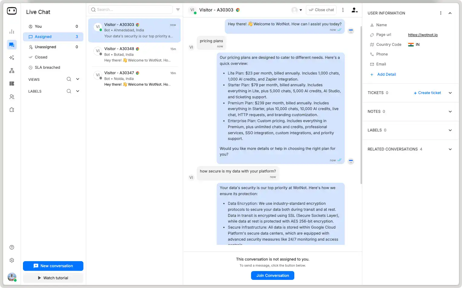 human handover to live chat, WotNot