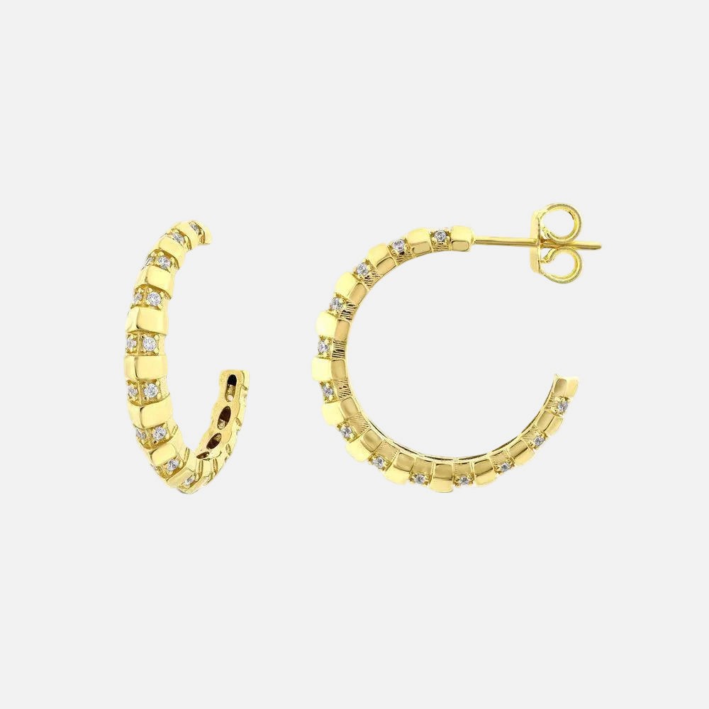 Assos Pırlanta 14 Ayar Altın Tasarım Modern Şık Halka Küpe