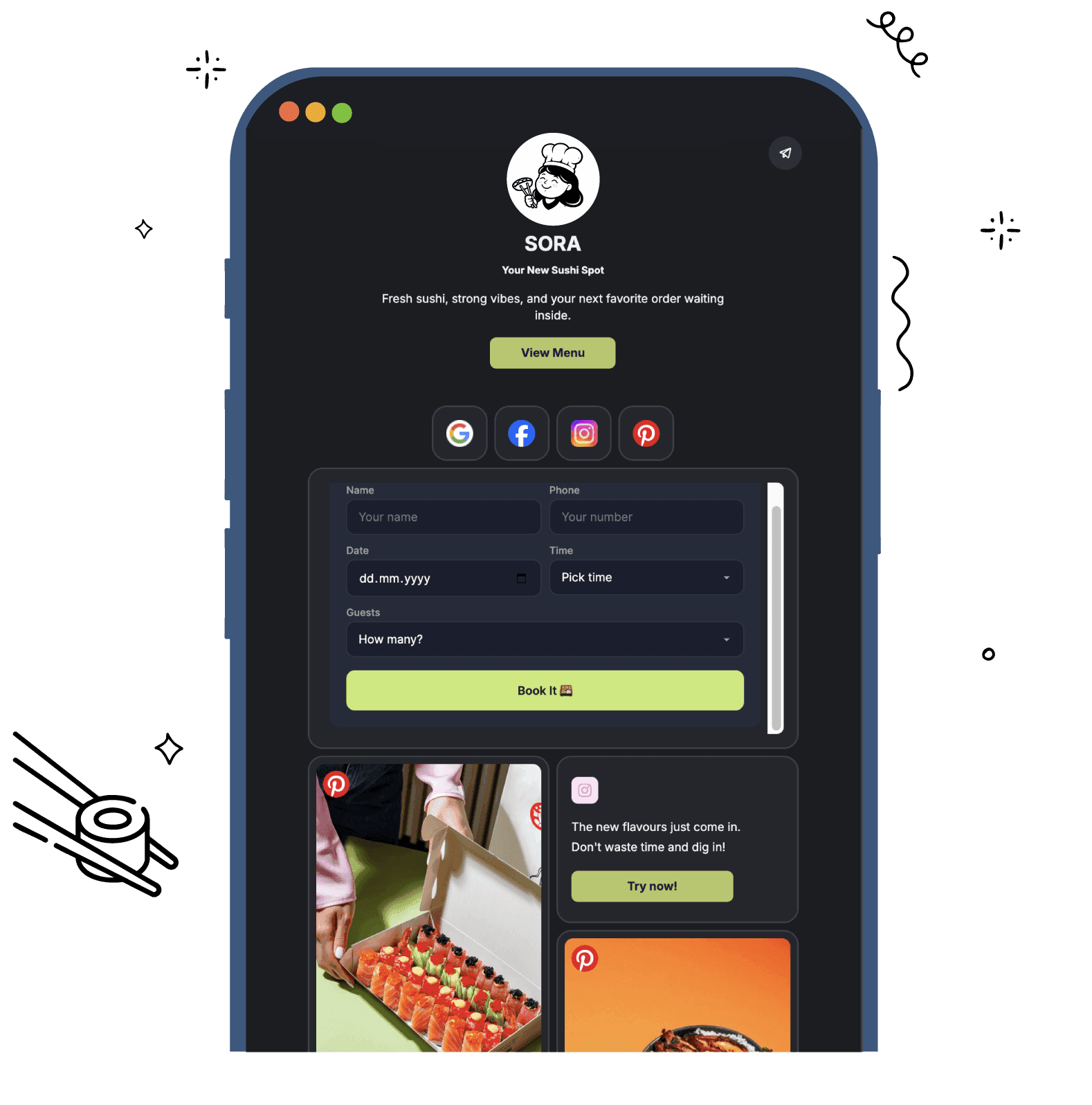 Linkie for restaurants feature screenshot
