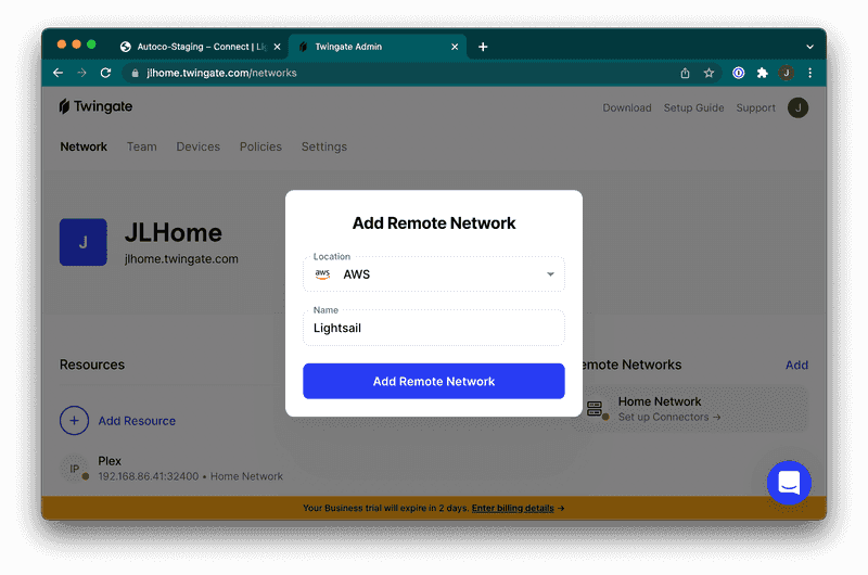 Create a Remote Network