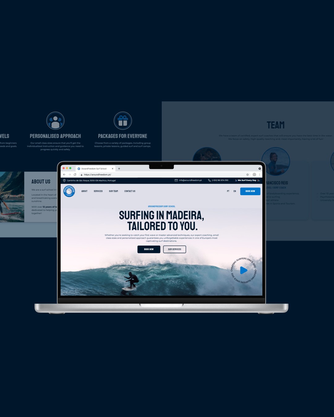 AroundFreedom Surf School website design