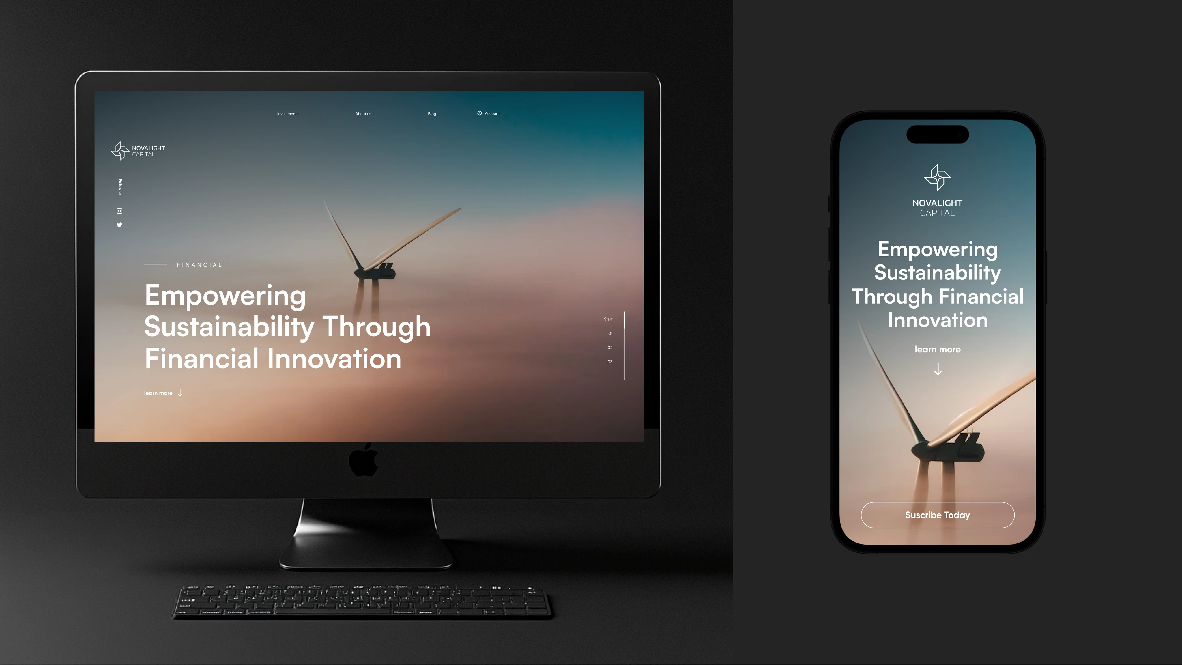 2 mockup homepage screens