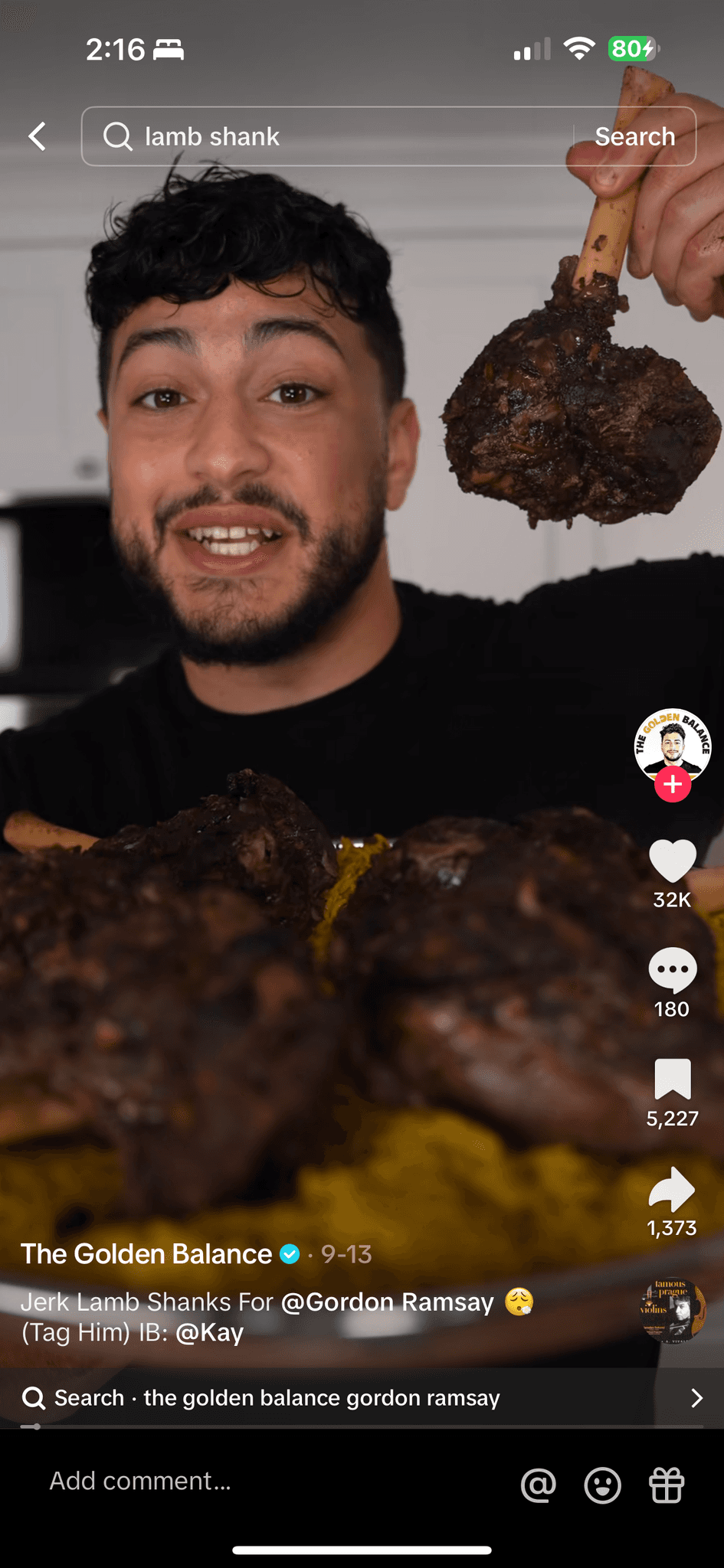 tiktok screenshot jerk lamb shanks recipe