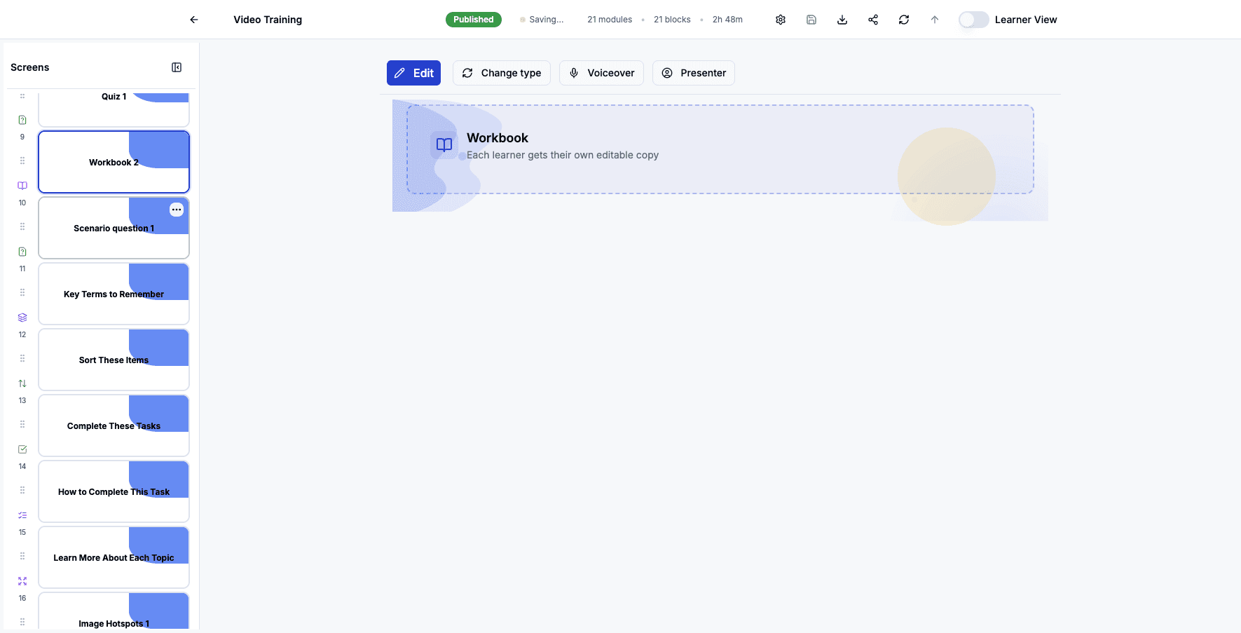 Click the Scenario question 1 screen to edit this branching decision exercise.