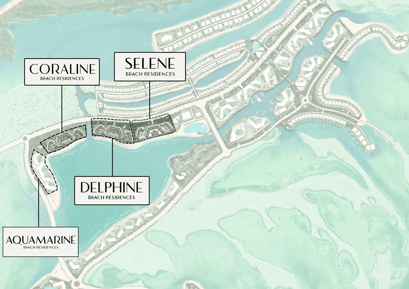 beach residences projects location map at sobha siniya island