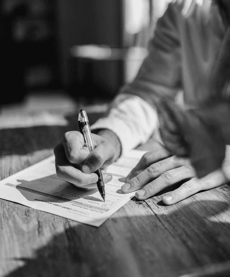 Professional filling in legal documents related to civil matters and debt recovery.