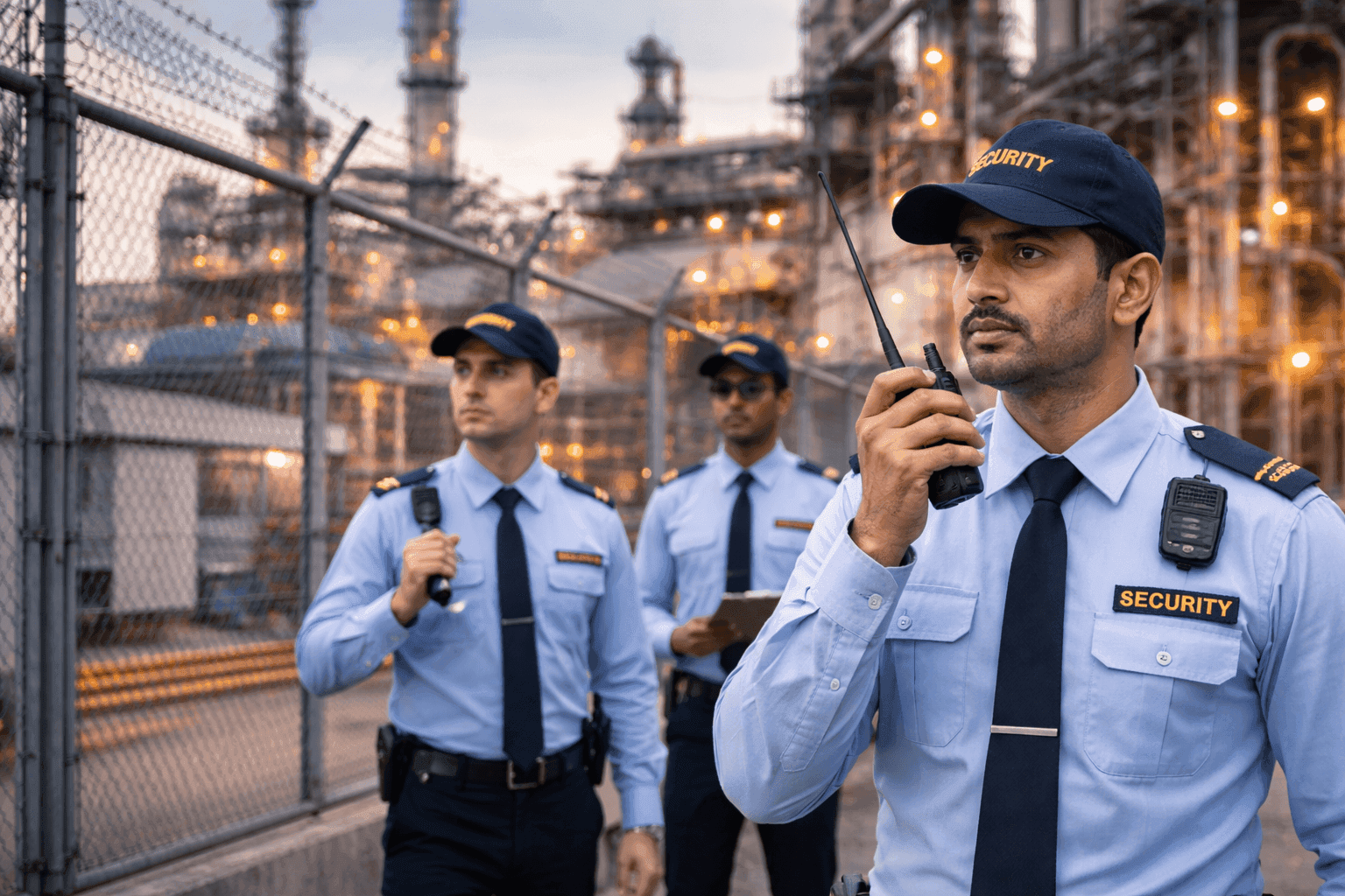 An image of security officers in an industry park