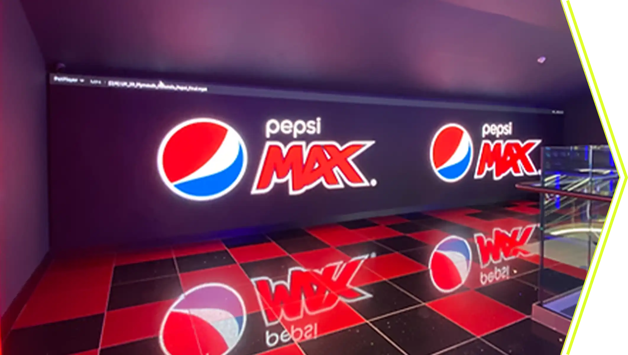 Large-format digital display installation in a retail and hospitality environment