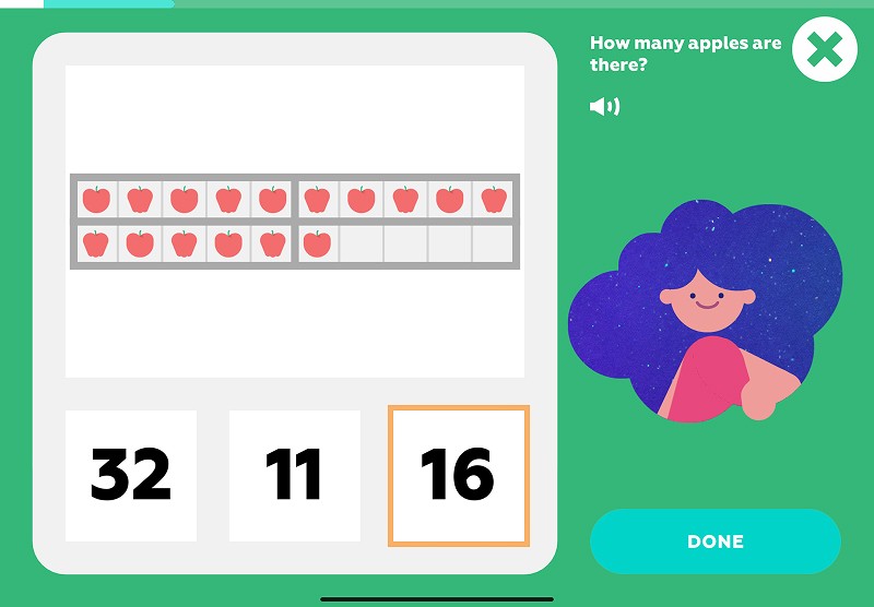 Count up the apples and choose the right answer 